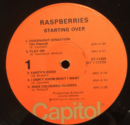 Raspberries : Starting Over (LP, Album, Win)