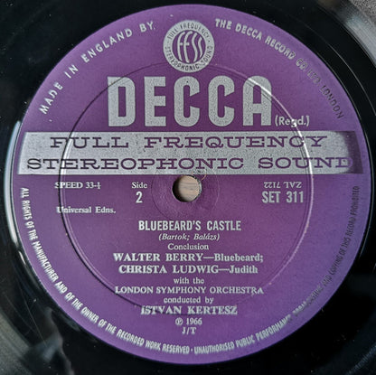 Béla Bartók, Christa Ludwig, Walter Berry, London Symphony Orchestra, István Kertész : Bluebeard's Castle (LP, Boo)