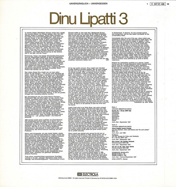 Dinu Lipatti - Johann Sebastian Bach, Domenico Scarlatti : Dinu Lipatti 3 (LP, Mono)