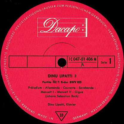 Dinu Lipatti - Johann Sebastian Bach, Domenico Scarlatti : Dinu Lipatti 3 (LP, Mono)