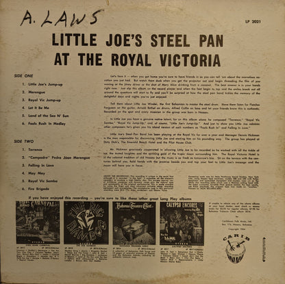 Little Joe's Steel Pan Band : Little Joe's Steel Pan At The Royal Victoria (LP, Album, Mono)