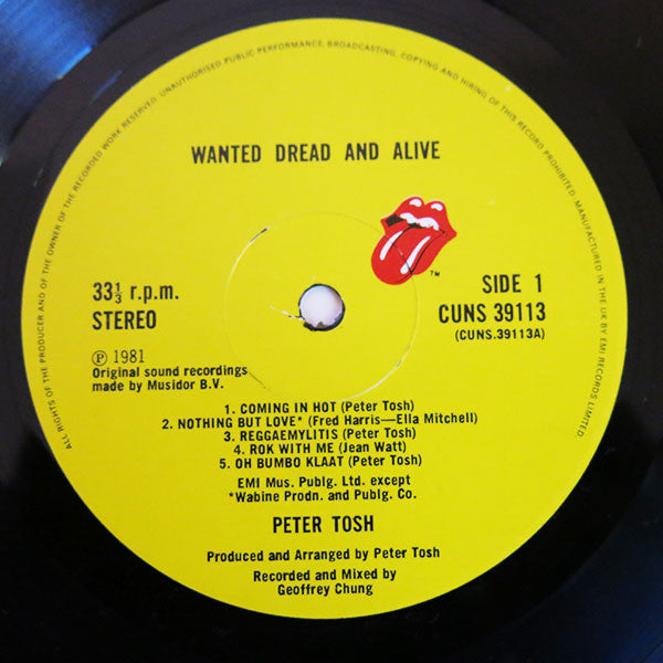 Peter Tosh : Wanted Dread & Alive (LP, Album)