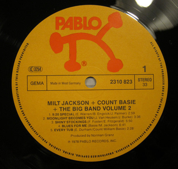 Milt Jackson + Count Basie Big Band : Milt Jackson + Count Basie + The Big Band Vol. 2 (LP)