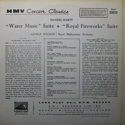 Georg Friedrich Händel - George Weldon / Royal Philharmonic Orchestra : Water Music Suite / Royal Fireworks Suite (LP, RE)