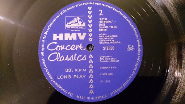 Georg Friedrich Händel - George Weldon / Royal Philharmonic Orchestra : Water Music Suite / Royal Fireworks Suite (LP, RE)
