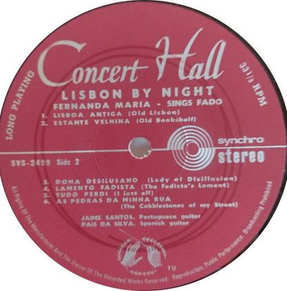 Fernanda Maria : Portugiesische Nächte (Fados Gesungen Von Fernanda Maria) (LP)