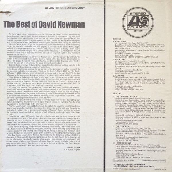 David "Fathead" Newman : The Best Of David Newman (LP, Comp, PR)