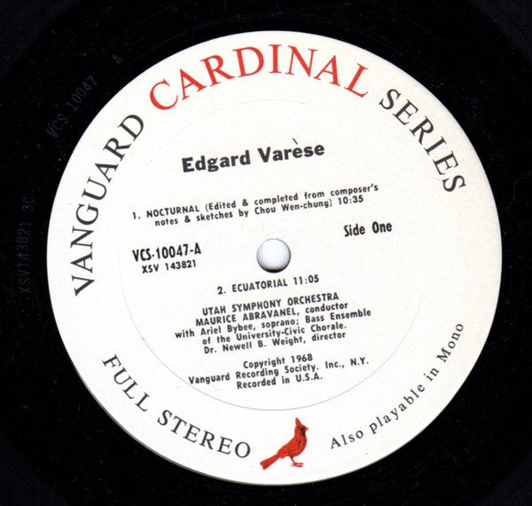 Edgard Varèse / Henri Lazarof - Utah Symphony Orchestra / Maurice Abravanel, Ariel Bybee / Bass Ensemble Of The University Of Utah Civic Chorale ; Newell Weight : Nocturnal / Ecuatorial / Structures Sonores (LP, Album)