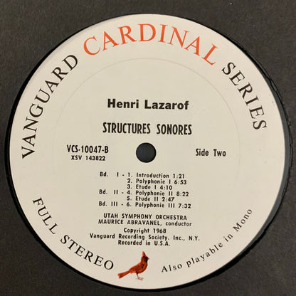 Edgard Varèse / Henri Lazarof - Utah Symphony Orchestra / Maurice Abravanel, Ariel Bybee / Bass Ensemble Of The University Of Utah Civic Chorale ; Newell Weight : Nocturnal / Ecuatorial / Structures Sonores (LP, Album)