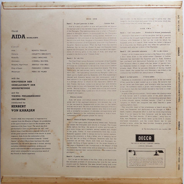 Giuseppe Verdi : Aida Highlights (LP, RP)