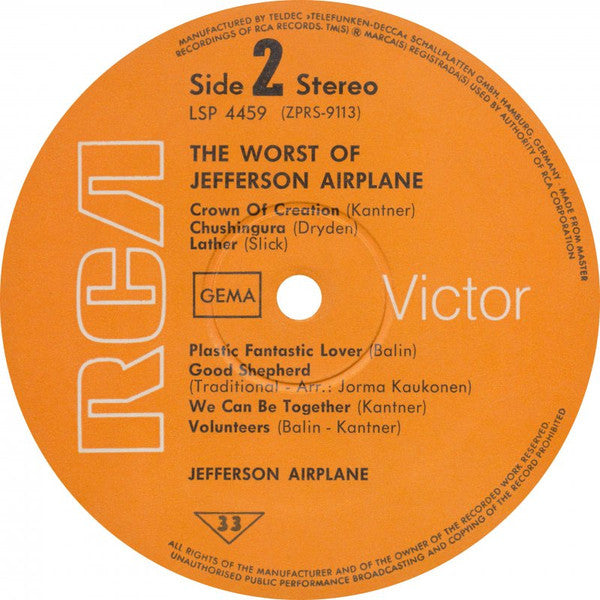 Jefferson Airplane : The Worst Of Jefferson Airplane (LP, Comp)