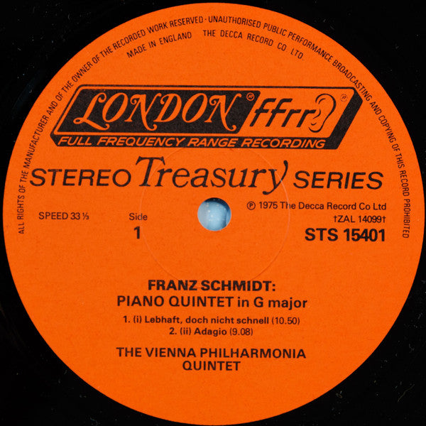 Franz Schmidt, The Vienna Philharmonia Quintet : Piano Quintet In G Major / Variations On A Theme By Josef Labor (LP)
