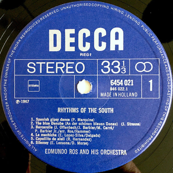 Edmundo Ros & His Orchestra : Rhythms Of The South (LP, Album, RE)