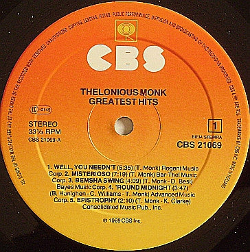 Thelonious Monk : Greatest Hits (LP, Comp, RE)