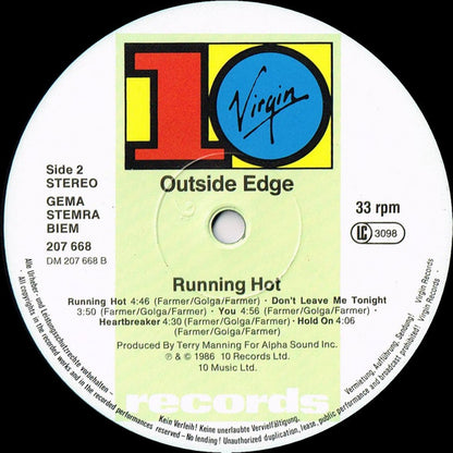 Outside Edge : Running Hot (LP, Album)