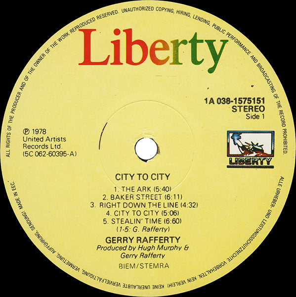 Gerry Rafferty : City To City (LP, Album, RE)