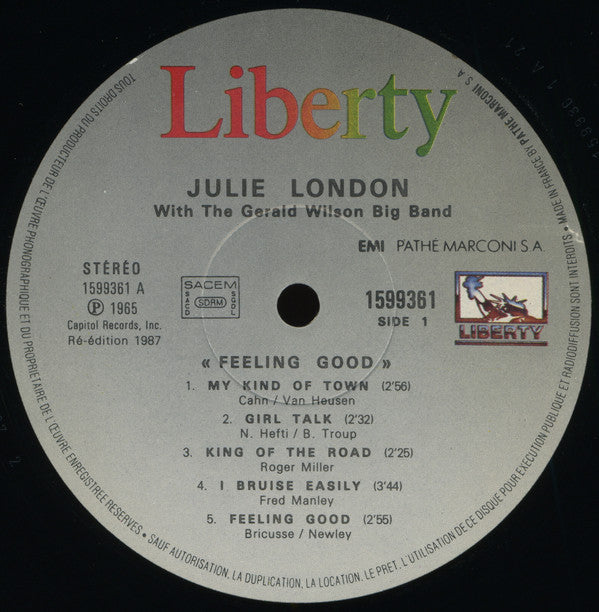 Julie London With The Gerald Wilson Big Band : Feeling Good (LP, Album, RE)