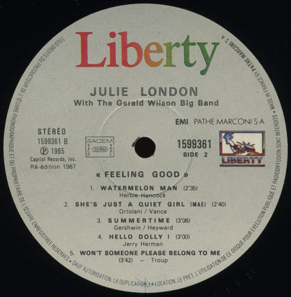 Julie London With The Gerald Wilson Big Band : Feeling Good (LP, Album, RE)