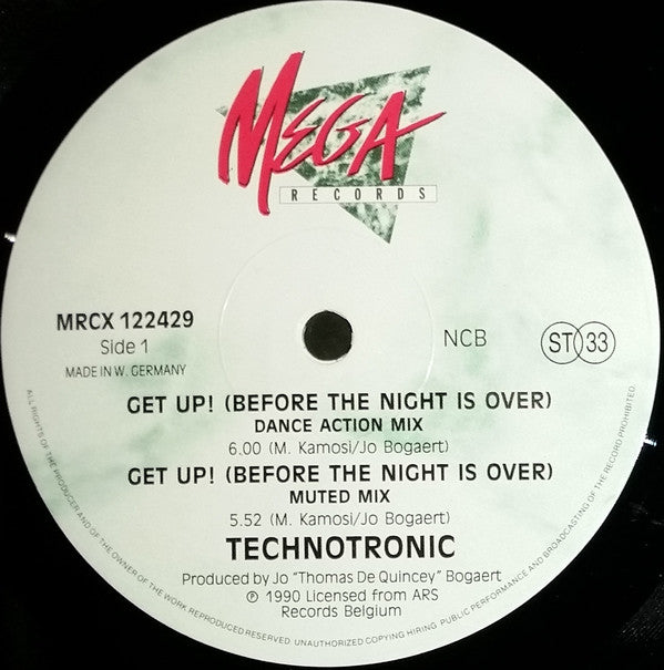 Technotronic : Get Up! (Before The Night Is Over) (12")