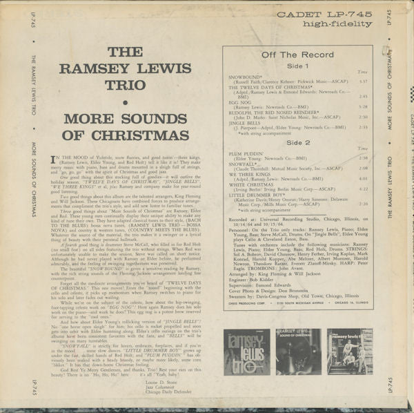 The Ramsey Lewis Trio : More Sounds Of Christmas (LP, Album, Mono, RE)