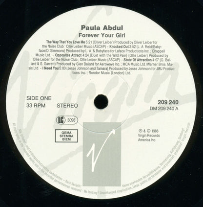 Paula Abdul : Forever Your Girl (LP, Album)