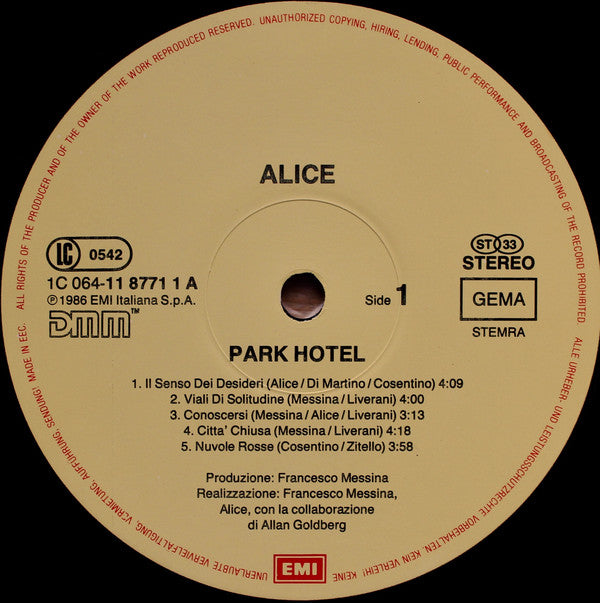 Alice (4) : Park Hotel (LP, Album)