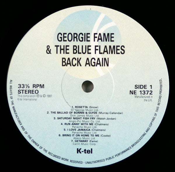 Georgie Fame & The Blue Flames : Back Again (LP, Album)