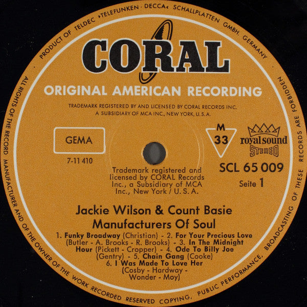 Jackie Wilson & Count Basie : Manufacturers Of Soul (LP)