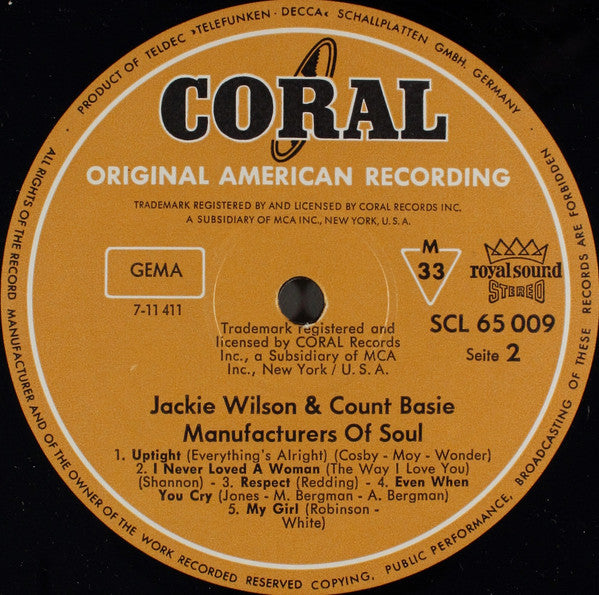 Jackie Wilson & Count Basie : Manufacturers Of Soul (LP)