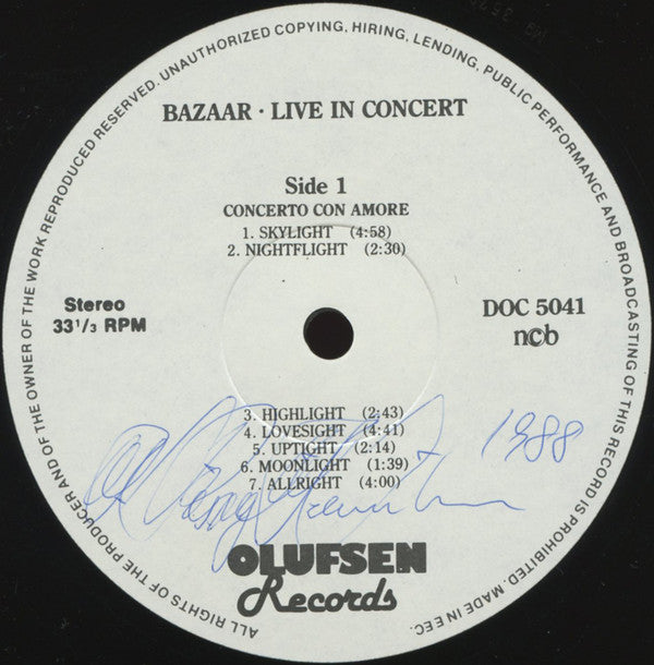 Bazaar (6) : Live In Concert (LP)