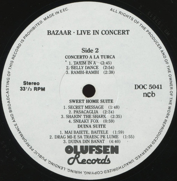 Bazaar (6) : Live In Concert (LP)
