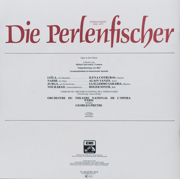 Georges Bizet, Georges Prêtre, Orchestre National De L'Opéra De Paris : Die Perlenfischer (2xLP, Album, Quad + Box)