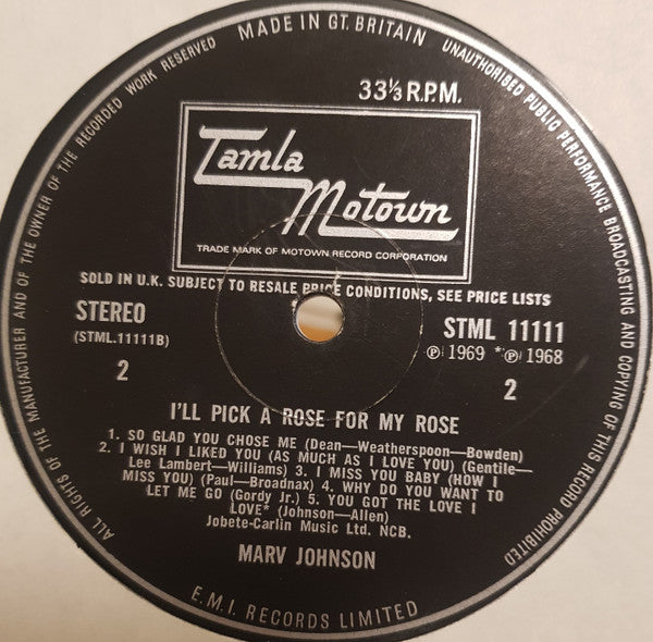 Marv Johnson : I'll Pick A Rose For My Rose (LP, Album)