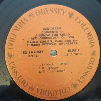 Robert Schumann - Pablo Casals / Prades Festival Orchestra / Leopold Mannes : Cello Concerto / Five Pieces In Folk Style (LP, Comp, Mono, RP)