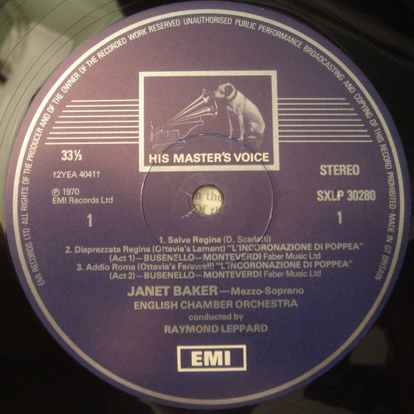 Domenico Scarlatti, Alessandro Scarlatti, Claudio Monteverdi, English Chamber Orchestra, Janet Baker, Raymond Leppard : Janet Baker Sings (LP, RE, RP)