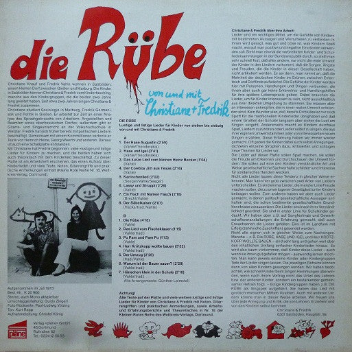 Christiane Knauf + Fredrik Vahle : Die Rübe - Lustige + Listige Lieder Für Kinder Von Sieben Bis Siebzig (LP, Album, RE)