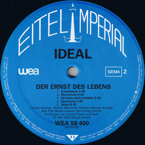 Ideal (3) : Der Ernst Des Lebens (LP, Album, (G))