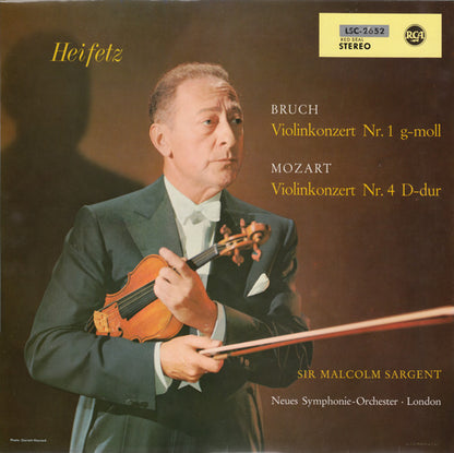 Max Bruch / Wolfgang Amadeus Mozart - Jascha Heifetz, Sir Malcolm Sargent, The New Symphony Orchestra Of London : Violinkonzert Nr. 1 G-moll / Violinkonzert Nr. 4 D-dur (LP)