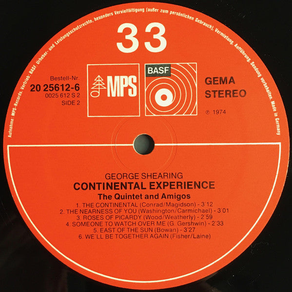 George Shearing, George Shearing Quintet + Amigos : Continental Experience (LP, Album)