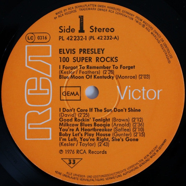 Elvis Presley : 100 Super Rocks (Box, Comp + 7xLP, Comp, Ora)