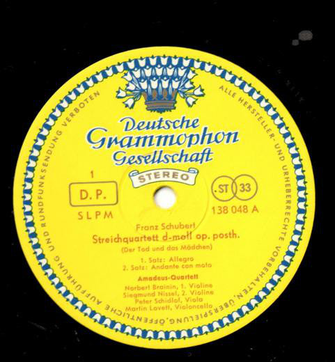 Franz Schubert / Amadeus-Quartett : String Quartet D Minor Op.Posth. / Quartet Movement C Minor Op.Posth. (LP)