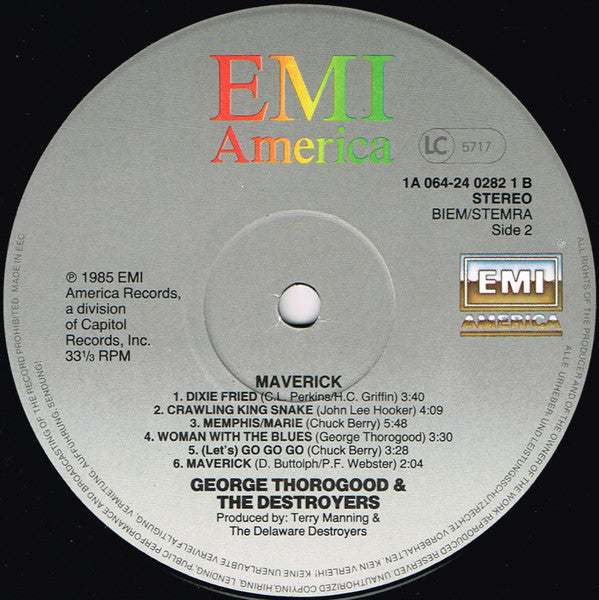 George Thorogood & The Destroyers : Maverick (LP, Album)