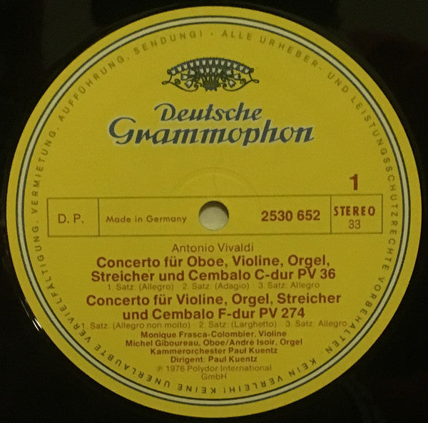 Antonio Vivaldi - André Isoir • Orchestre De Chambre Paul Kuentz : Konzerte Mit Orgel • Concertos With Organ (LP)