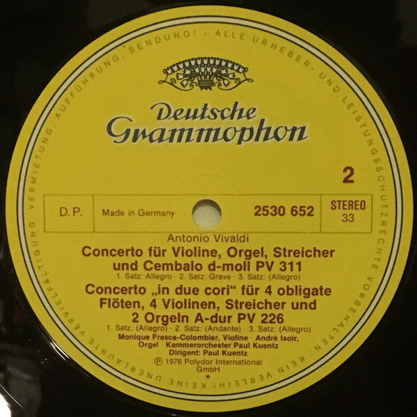 Antonio Vivaldi - André Isoir • Orchestre De Chambre Paul Kuentz : Konzerte Mit Orgel • Concertos With Organ (LP)