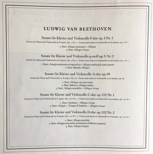 Ludwig van Beethoven, Wilhelm Kempff, Pierre Fournier : Gesamtwerk Für Klavier Und Violoncello (3xLP + Box, RE)