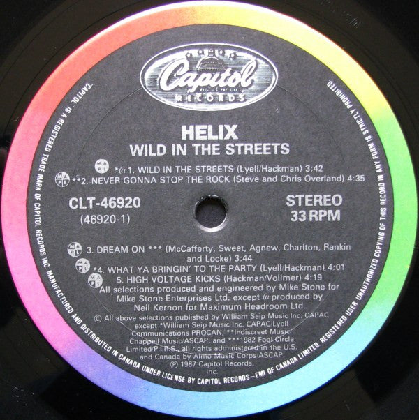 Helix (3) : Wild In The Streets (LP, Album)