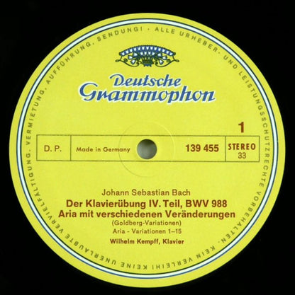 Johann Sebastian Bach - Wilhelm Kempff : Goldberg-Variationen BWV 988 (Clavierübung IV) (LP, Album)