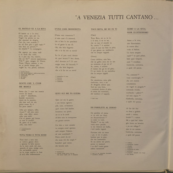 Raffaele Mingardo : Canzoni Da Battello Del Settecento A Venezia (LP, Album, Tri)