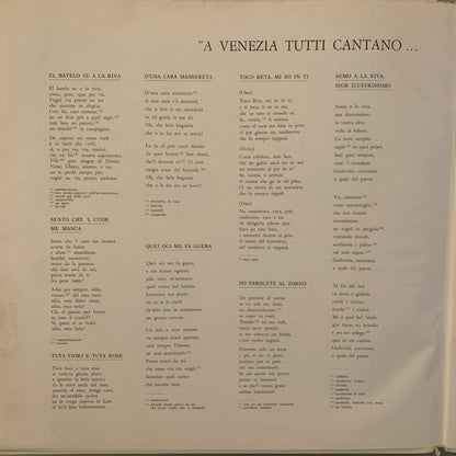 Raffaele Mingardo : Canzoni Da Battello Del Settecento A Venezia (LP, Album, Tri)