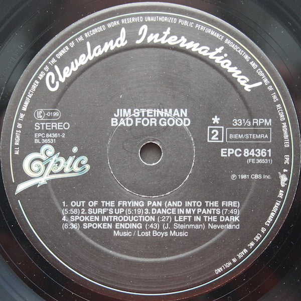 Jim Steinman : Bad For Good (LP, Album)